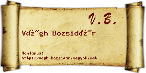 Végh Bozsidár névjegykártya